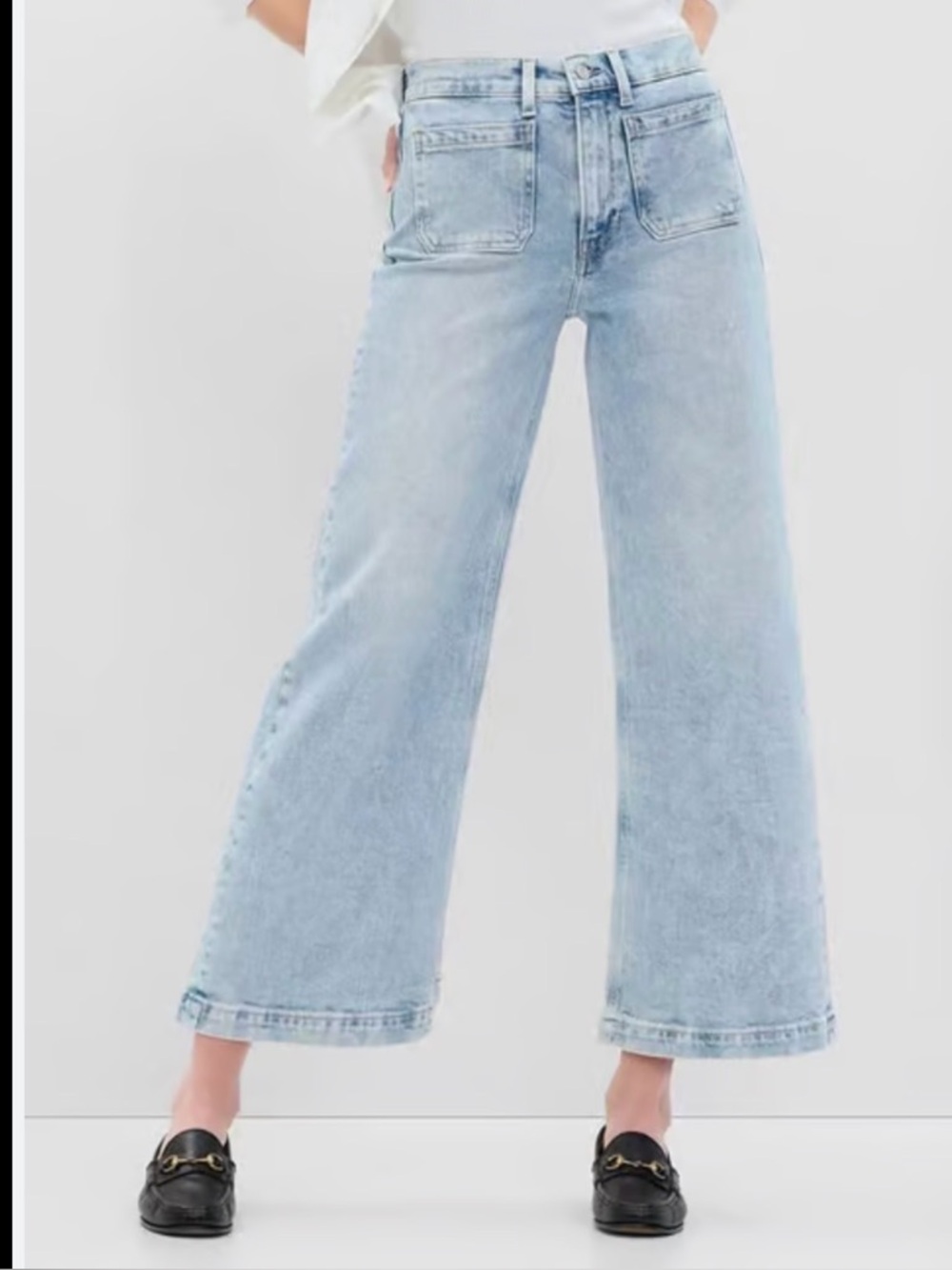 GAP Light Wash High-Rise Striped Ankle Jeans
